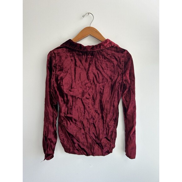 Vintage At Last & Co Red Velvet Crochet Lace Up Whimsigoth Top Size M - Picture 7 of 9